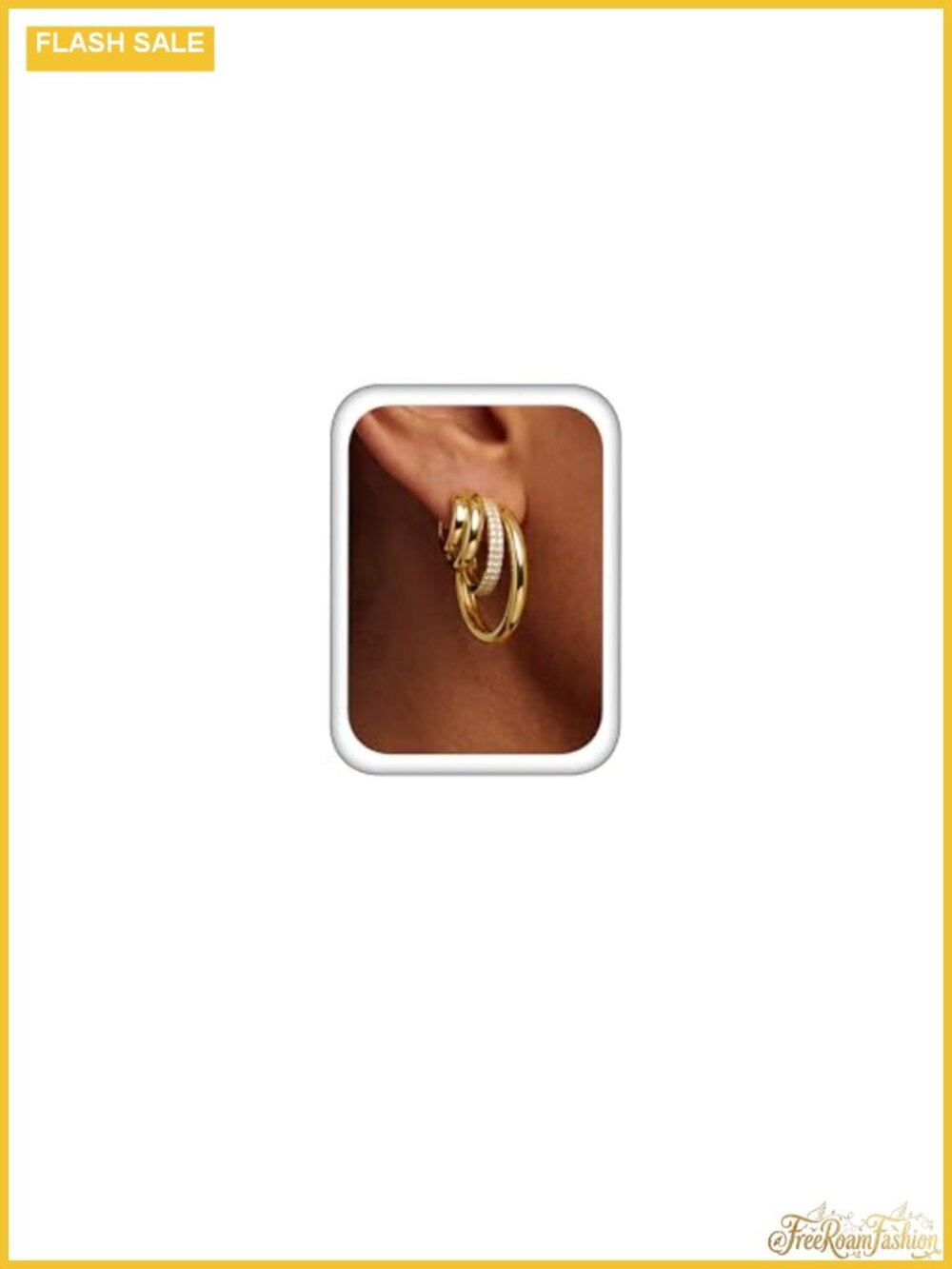 Layered C Hoop Stud Earrings for Women 14K Gold Silver Plated Hypoallergenic